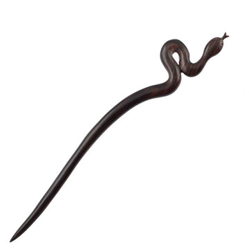 CrystalMood Handmade Carved Wood Hair Stick Snake Ebony